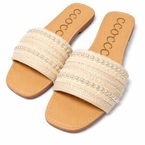 Cocci Nude Pearl Woven Ash Slip On Sandal Size 8 New In Box